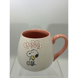 Snoopy Woodstock Peanuts Gibson Homewares Mug Cream Peach Hearts Hugs Kisses